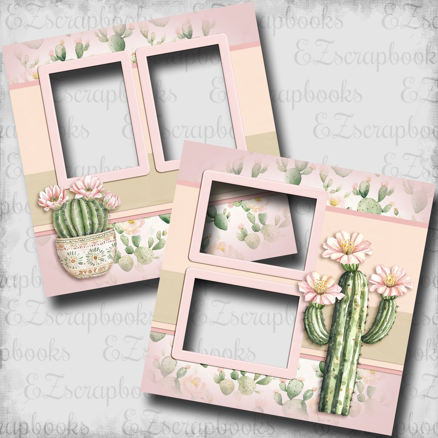 Pretty in Pink Cactus - EZ Digital Scrapbook Pages - INSTANT DOWNLOAD