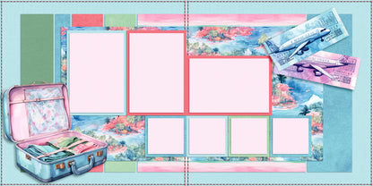 Pastel Travel - Set of 5 Double Page Scrapbook Layouts - 1926