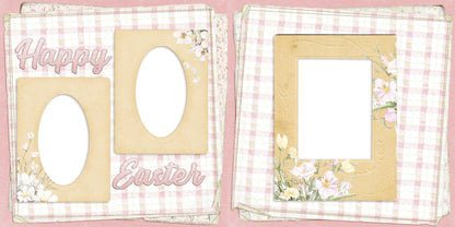 Sweet Easter Plaid Pink - EZ Digital Scrapbook Pages - INSTANT DOWNLOAD