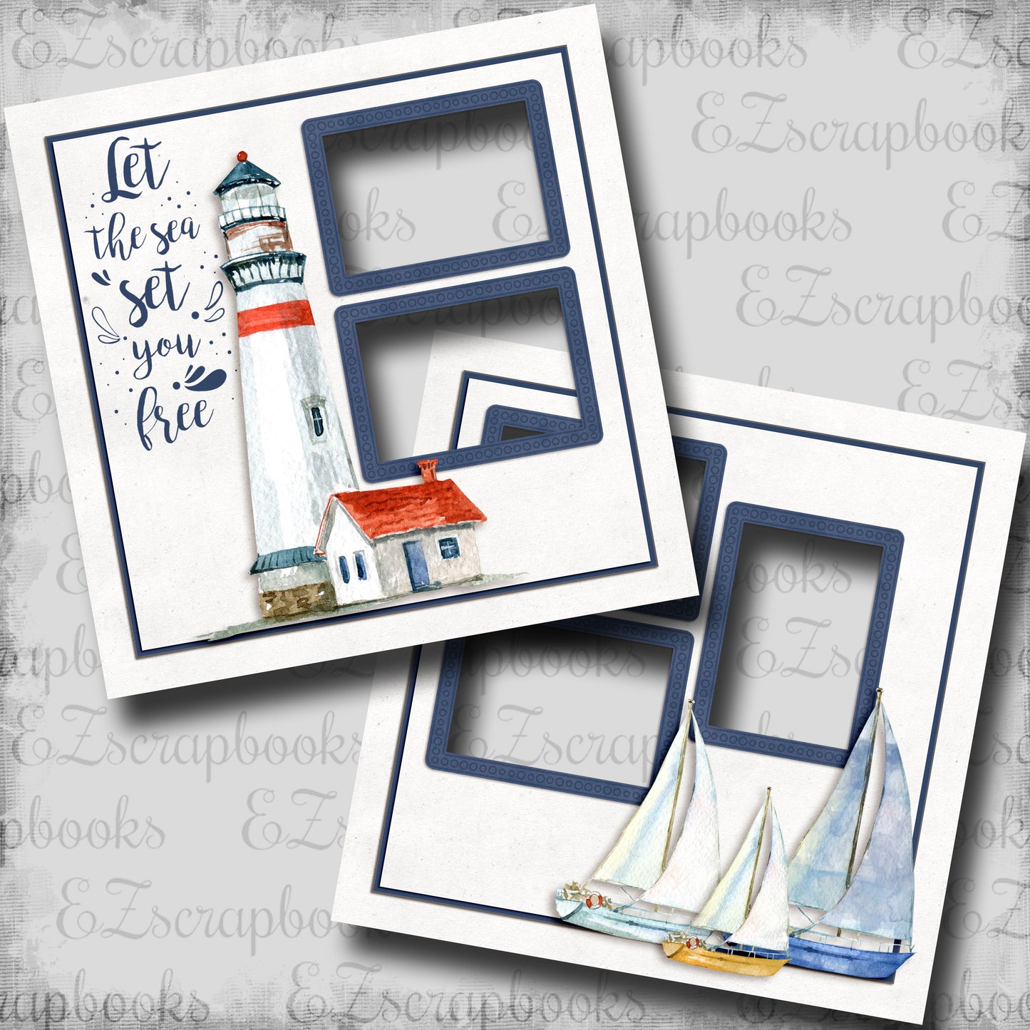 Let The Sea - EZ Digital Scrapbook Pages - INSTANT DOWNLOAD