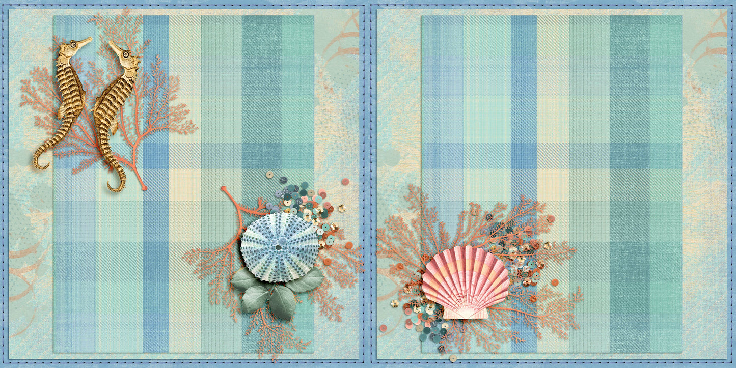 Beachy Plaid NPM - Scrapbook Layout - 24-687