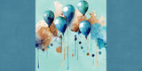 Blue Birthday Watercolor Balloons NPM - 24-087