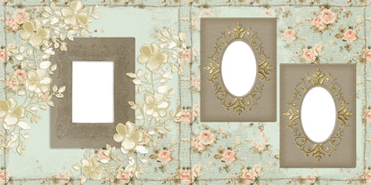 Floral & Lace Green - EZ Digital Scrapbook Pages - INSTANT DOWNLOAD