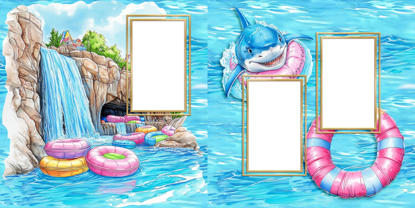 Waterpark EZ Quick Pages -  Digital Bundle - 10 Digital Scrapbook Pages - INSTANT DOWNLOAD