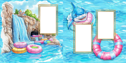 Waterpark EZ Quick Pages -  Digital Bundle - 10 Digital Scrapbook Pages - INSTANT DOWNLOAD