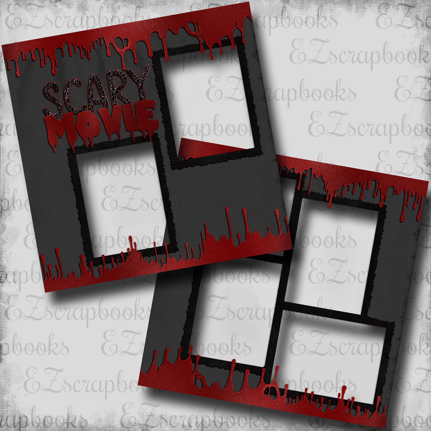 Scary Movie Red & Black - EZ Digital Scrapbook Pages - INSTANT DOWNLOAD