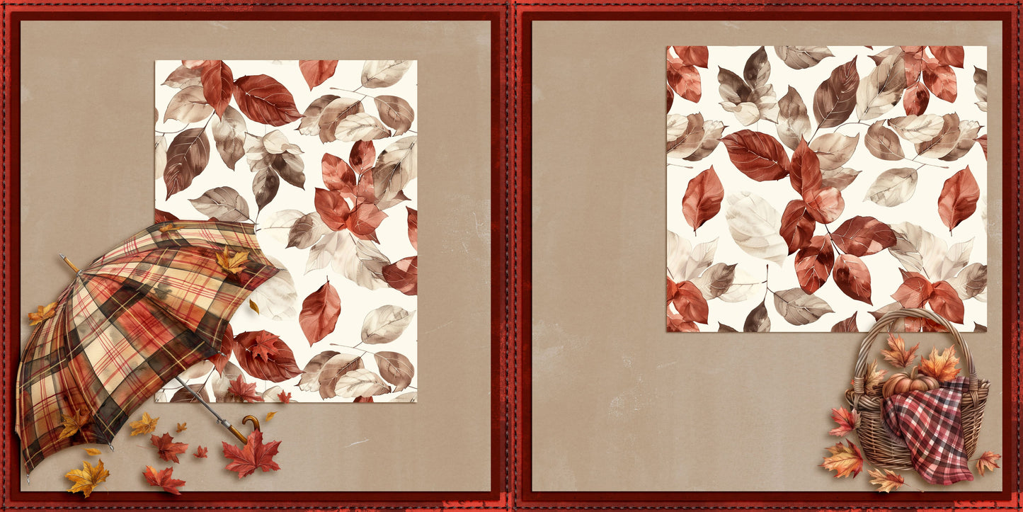 Fall Season EZ Background Pages -  Digital Bundle - 10 Digital Scrapbook Pages - INSTANT DOWNLOAD