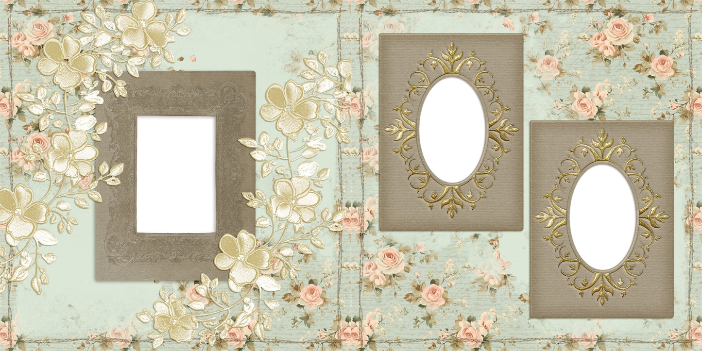 Floral & Lace EZ Quick Pages -  Digital Bundle - 10 Digital Scrapbook Pages - INSTANT DOWNLOAD