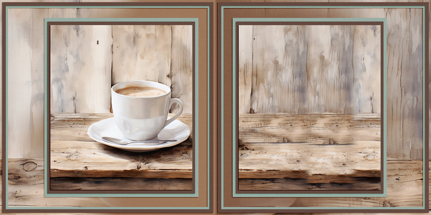 Coffee Shop 1 Background Pages - Set of 5 Double Page Layouts - 1798