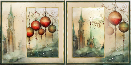 Magical Christmas Forest Background Pages - Set of 5 Double Page Layouts - 1851