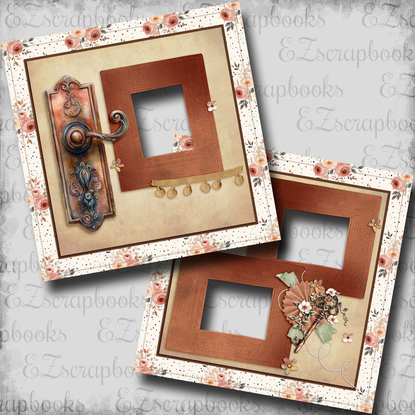 Vintage Doorknob - EZ Digital Scrapbook Pages - INSTANT DOWNLOAD