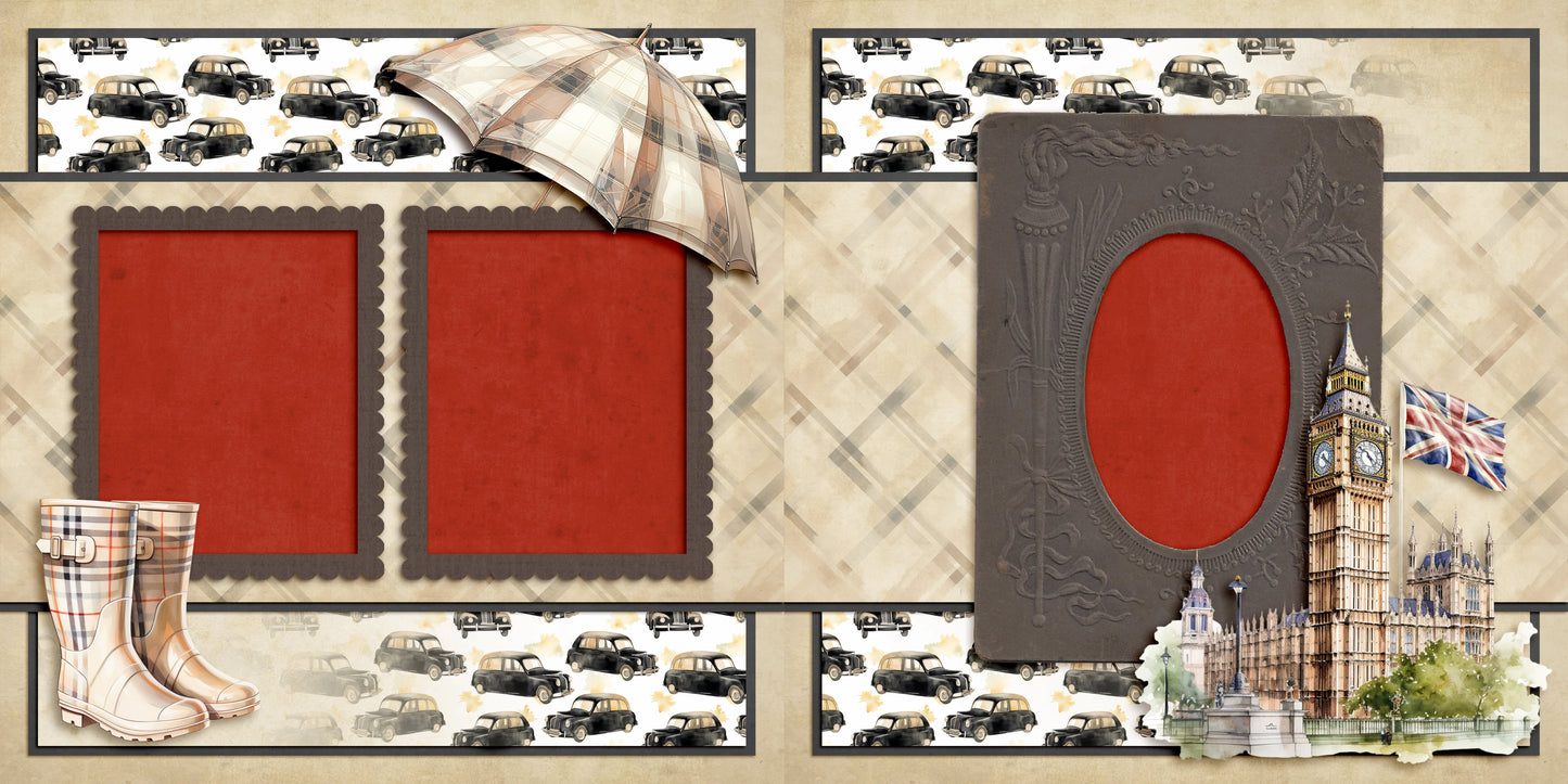 Hello London - Set of 5 Double Page Scrapbook Layouts - 25-1010
