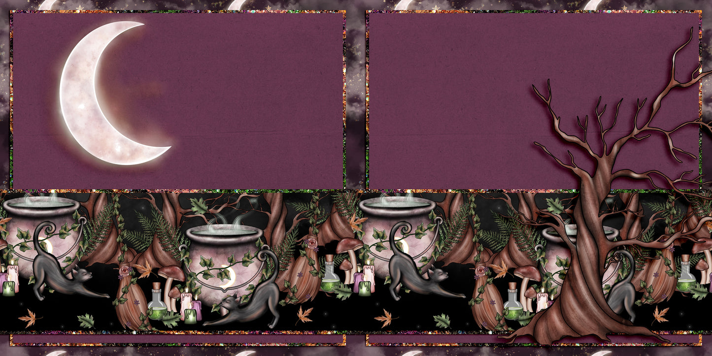 Woodland Witch NPM - Set of 5 Double Page Scrapbook Layouts - 1809