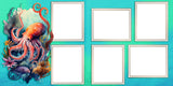 Underwater Sea Life Octopus - EZ Digital Scrapbook Pages - INSTANT DOWNLOAD