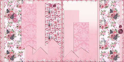 Pink & Silver Christmas NPM - Set of 5 Double Page Layouts - 1791