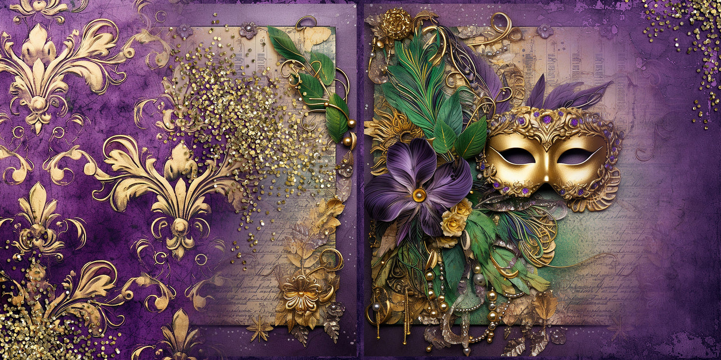 Mardi Gras Time EZ Background Pages -  Digital Bundle - 10 Digital Scrapbook Pages - INSTANT DOWNLOAD