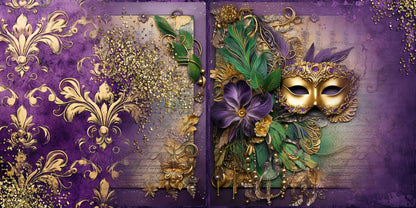 Mardi Gras Time NPM - Set of 5 Double Page Scrapbook Layouts - 25-1023