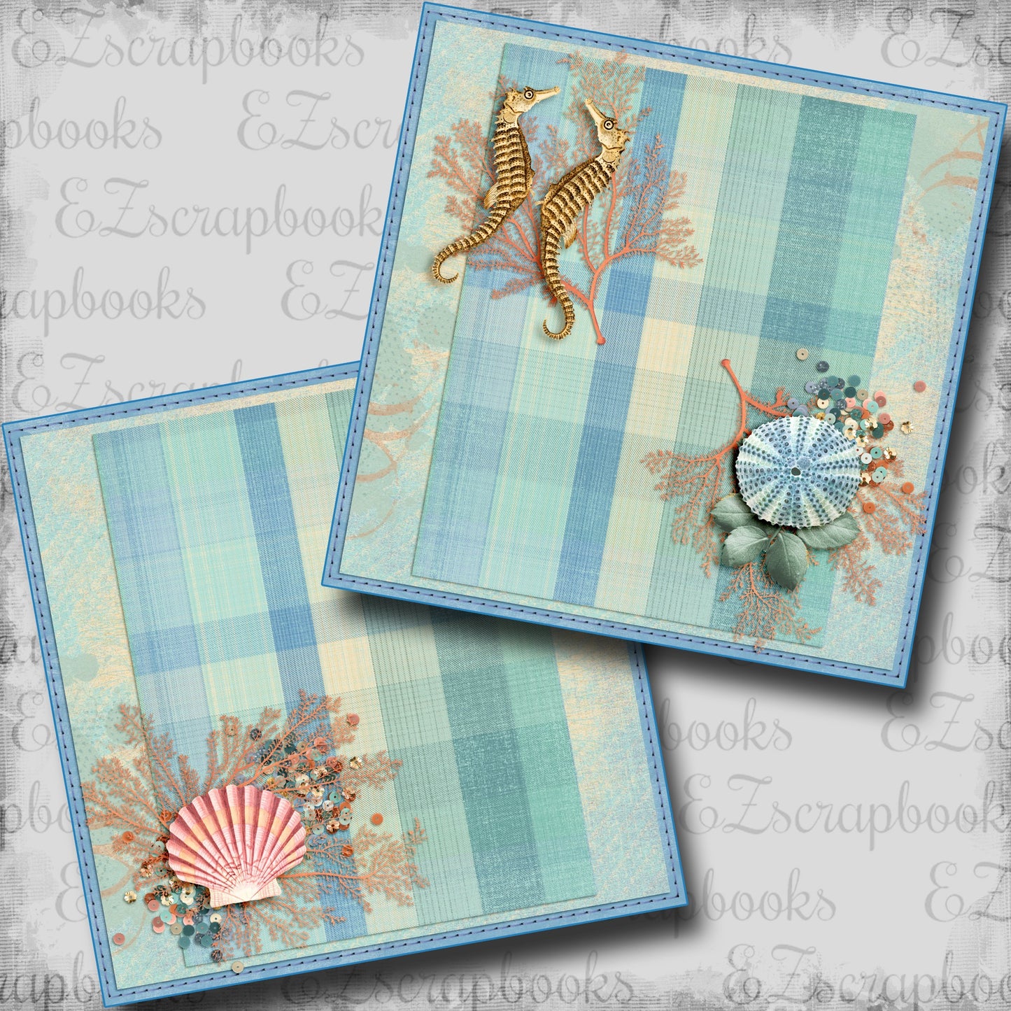 Beachy Plaid NPM - Scrapbook Layout - 24-687