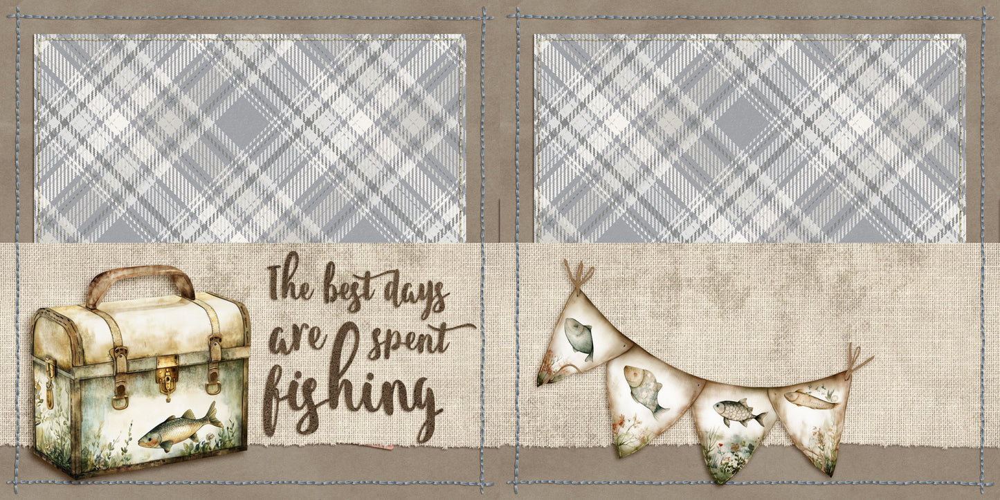 Cute Fisherman NPM - Set of 5 Double Page Scrapbook Layouts - 25-1019