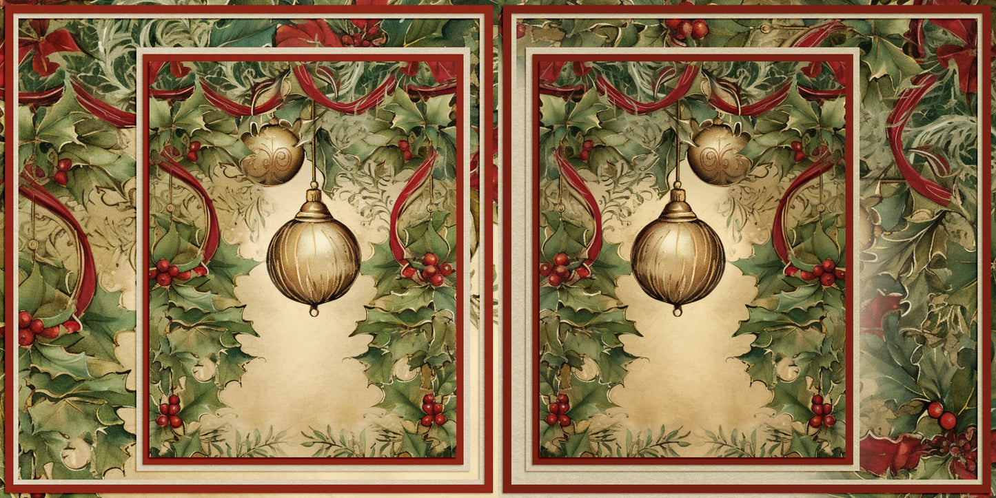 Christmas Ornaments Background Pages - Set of 5 Double Page Layouts - 1854