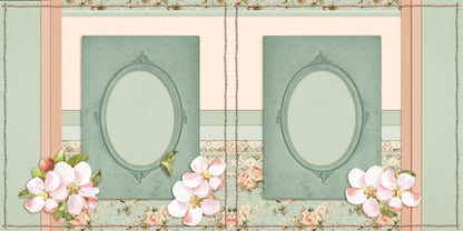 Floral & Lace - Set of 5 Double Page Scrapbook Layouts - 25-1054