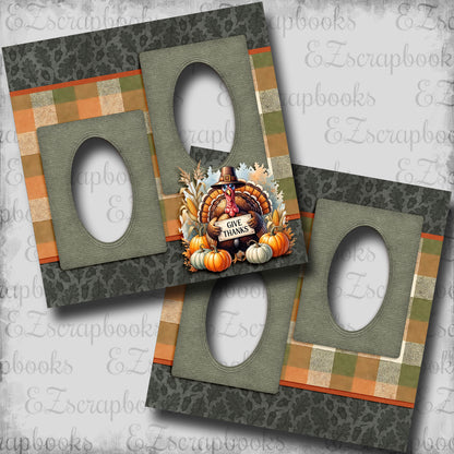 Give Thanks Turkey - EZ Digital Scrapbook Quick Page Layout - INSTANT DOWNLOAD