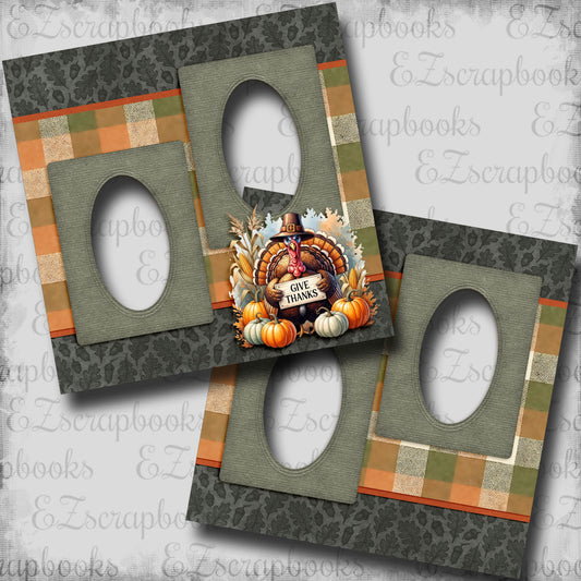 Give Thanks Turkey - EZ Digital Scrapbook Quick Page Layout - INSTANT DOWNLOAD