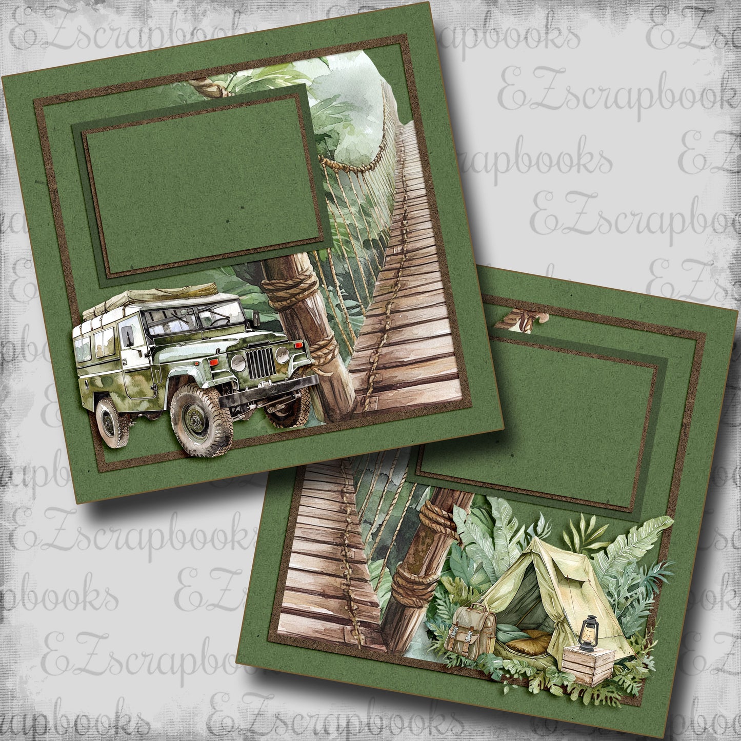 Jungle Safari Bridge - Scrapbook Layout - 25-568