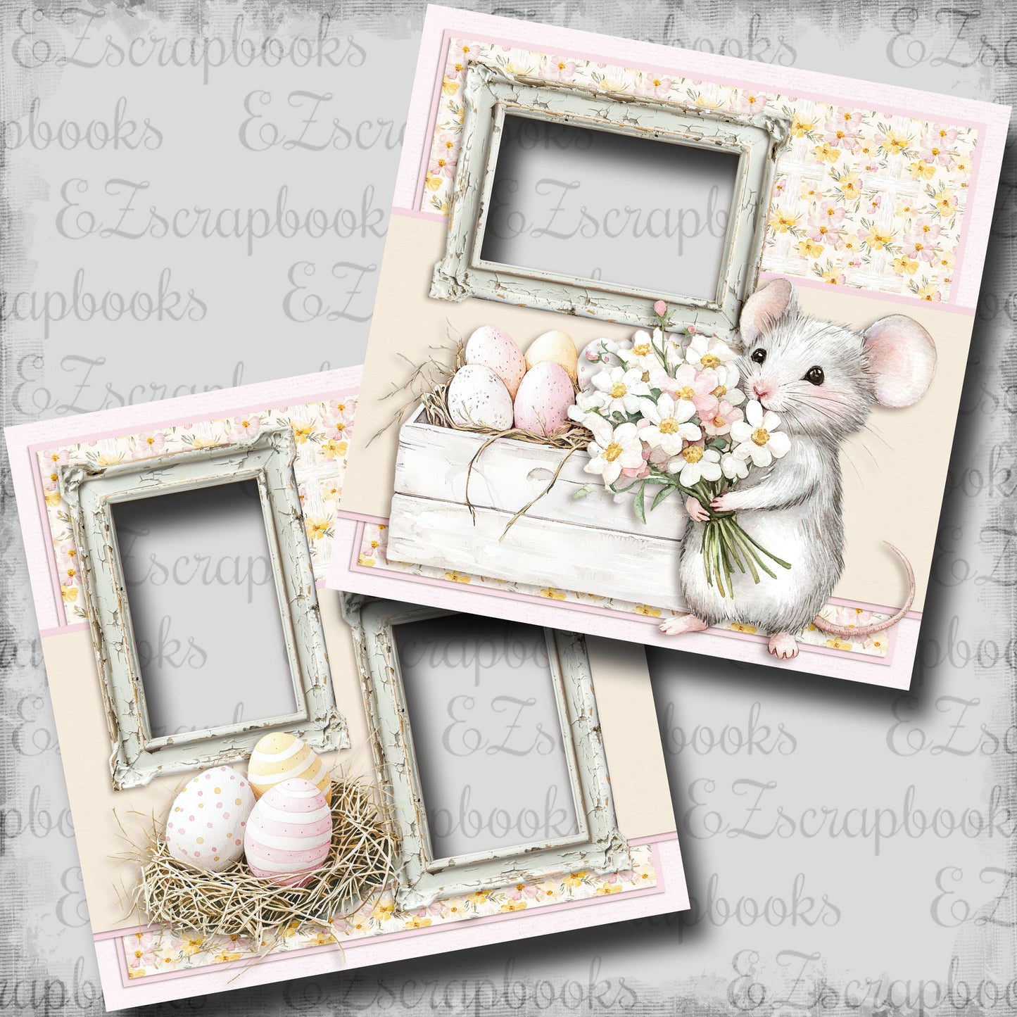 Sweet Easter Mouse - EZ Digital Scrapbook Pages - INSTANT DOWNLOAD