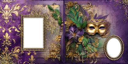 Mardi Gras Time EZ Quick Pages -  Digital Bundle - 10 Digital Scrapbook Pages - INSTANT DOWNLOAD