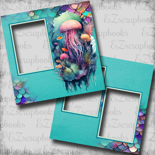 Underwater Sea Life Jellyfish - EZ Digital Scrapbook Pages - INSTANT DOWNLOAD