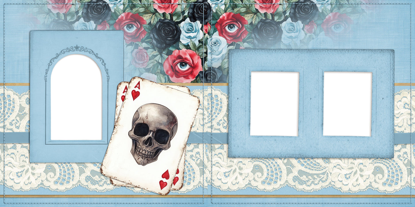 Haunted Alice Skull Cards - EZ Digital Scrapbook Pages - INSTANT DOWNLOAD