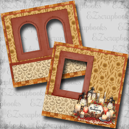Happy Thanksgiving Lanterns - EZ Digital Scrapbook Quick Page Layout - INSTANT DOWNLOAD