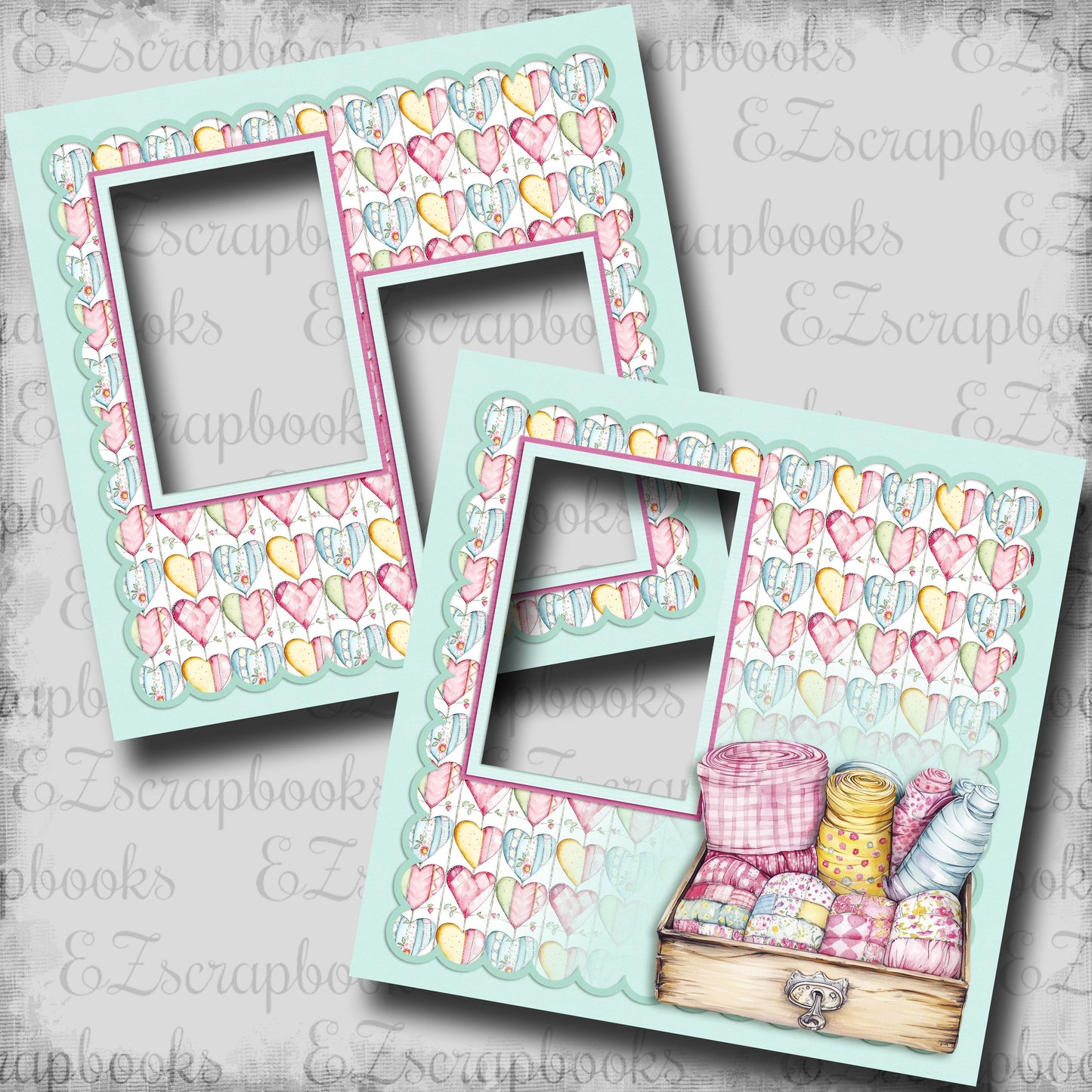 Patchwork Spring Fabric - EZ Digital Scrapbook Pages - INSTANT DOWNLOAD