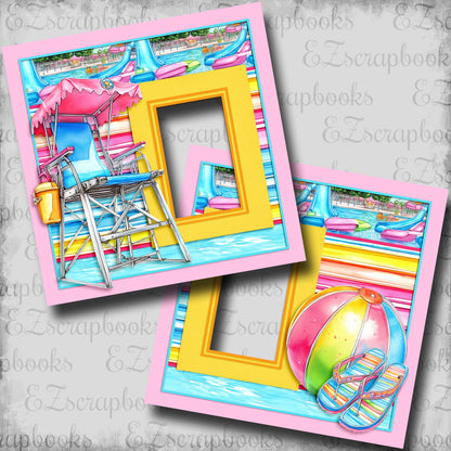 By the Pool - EZ Digital Scrapbook Pages - INSTANT DOWNLOAD