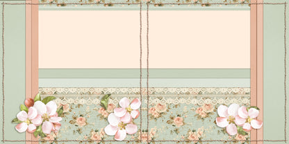 Floral & Lace Peachy Green NPM - Scrapbook Layout - 25-567