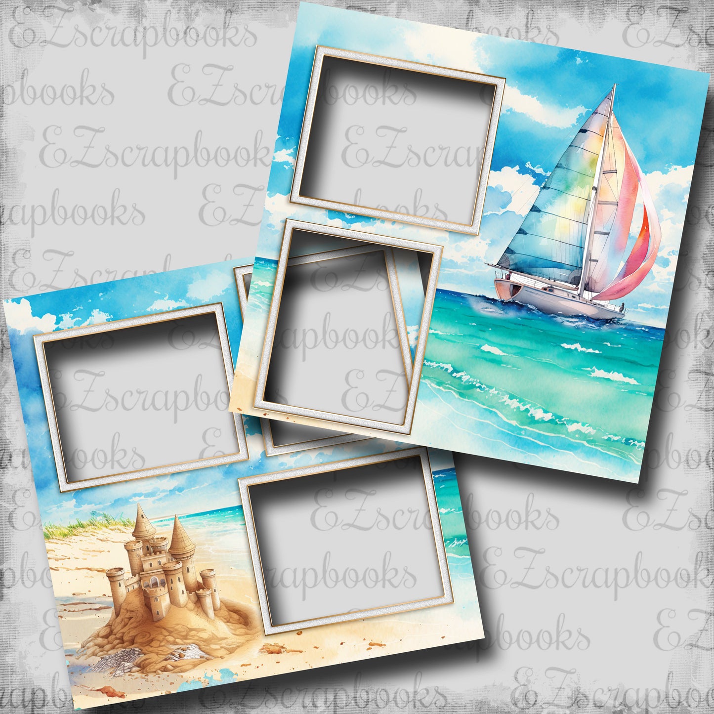 Ocean Breeze - EZ Digital Scrapbook Pages - INSTANT DOWNLOAD