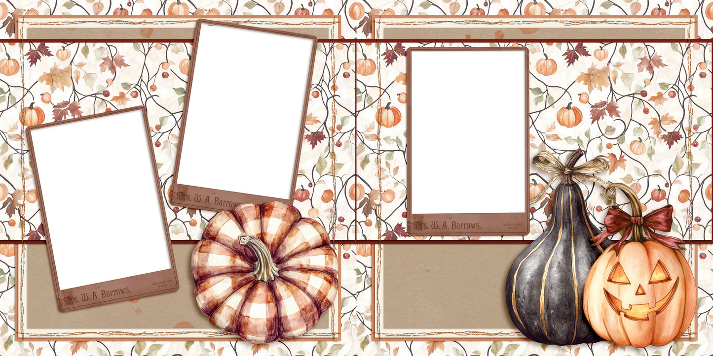 Spelling Autumn Jack-O-Lantern - EZ Digital Scrapbook Pages - INSTANT DOWNLOAD