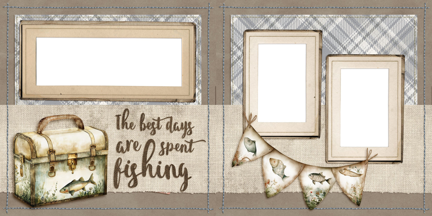 Cute Fisherman EZ Quick Pages -  Digital Bundle - 10 Digital Scrapbook Pages - INSTANT DOWNLOAD