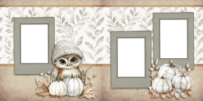 Cool Autumn Owl - EZ Digital Scrapbook Pages - INSTANT DOWNLOAD