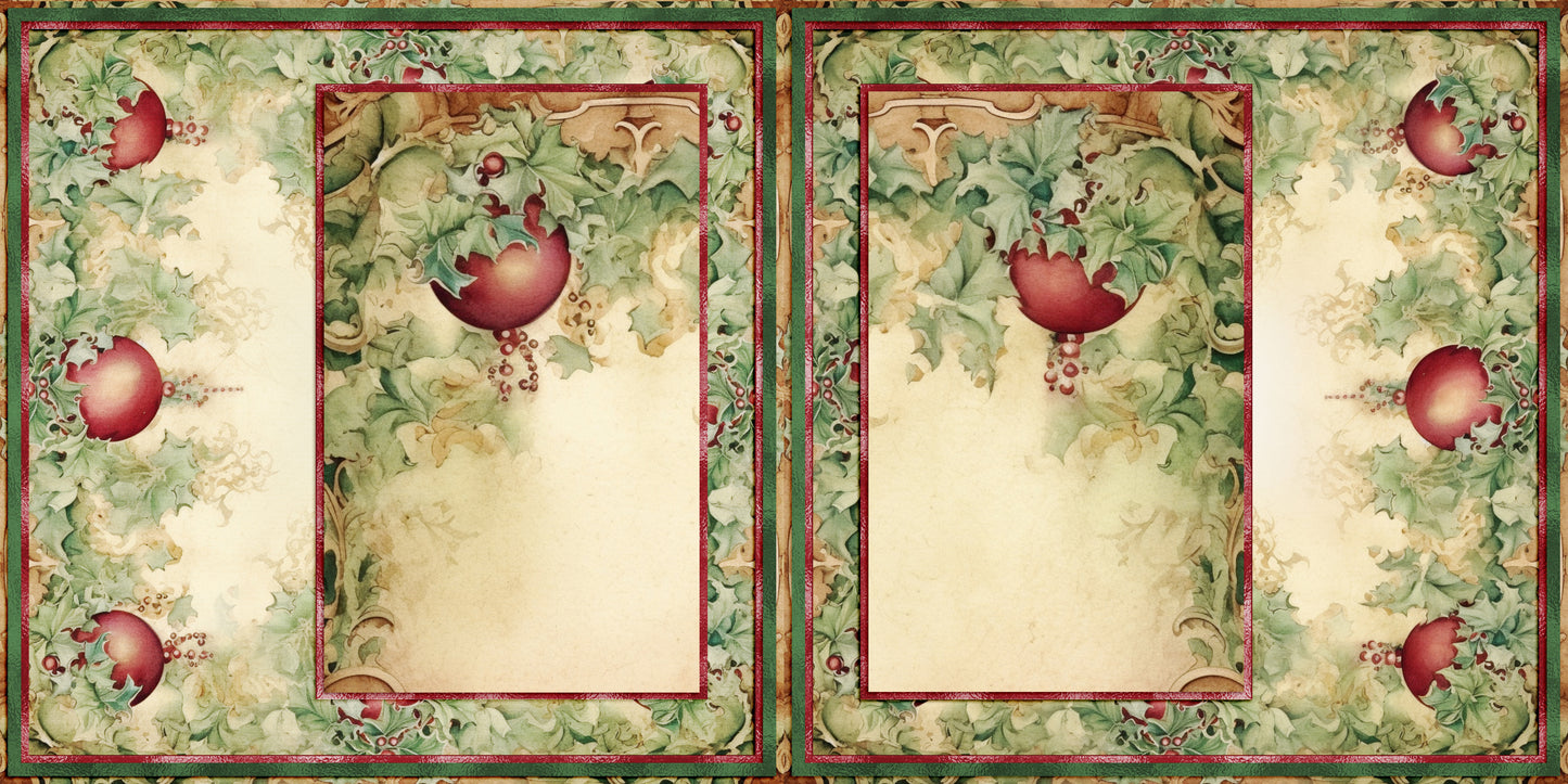 Christmas Ornaments Background Pages - Set of 5 Double Page Layouts - 1854