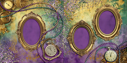 Mardi Gras Time - Set of 5 Double Page Scrapbook Layouts - 25-1022