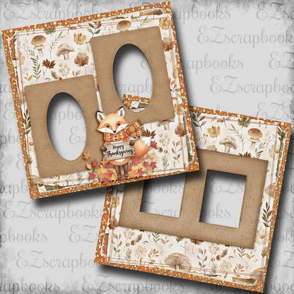 Happy Thanksgiving Fox - EZ Digital Scrapbook Quick Page Layout - INSTANT DOWNLOAD