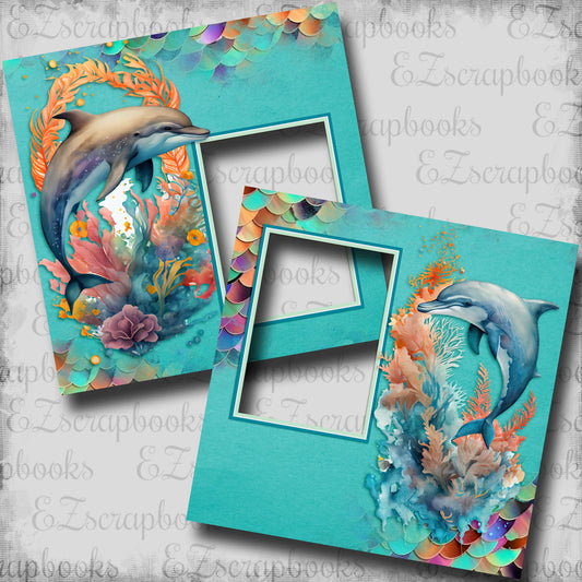 Underwater Sea Life Dolphins - EZ Digital Scrapbook Pages - INSTANT DOWNLOAD