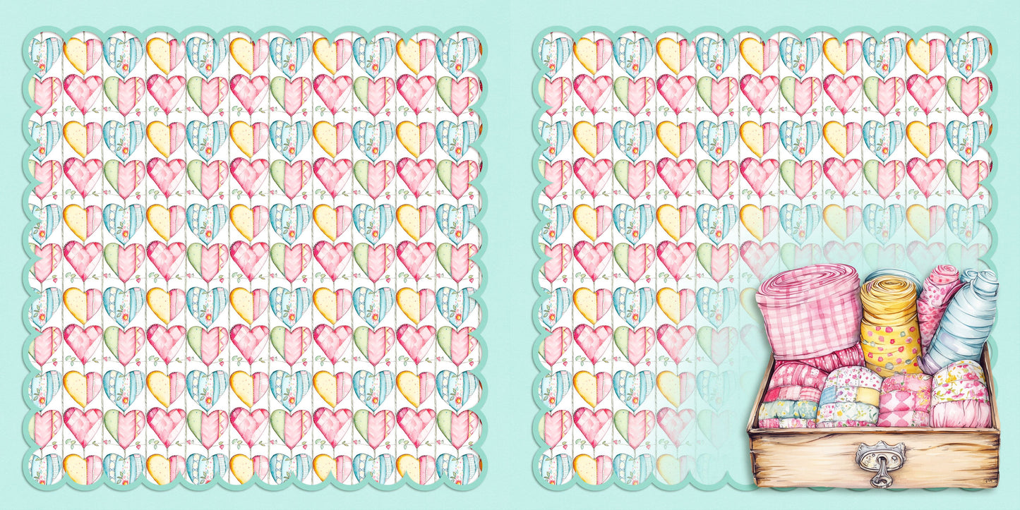 Patchwork Spring EZ Background Pages -  Digital Bundle - 10 Digital Scrapbook Pages - INSTANT DOWNLOAD