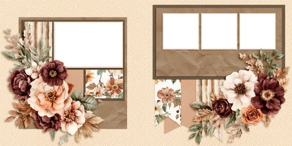Spelling Autumn Flowers - EZ Digital Scrapbook Pages - INSTANT DOWNLOAD