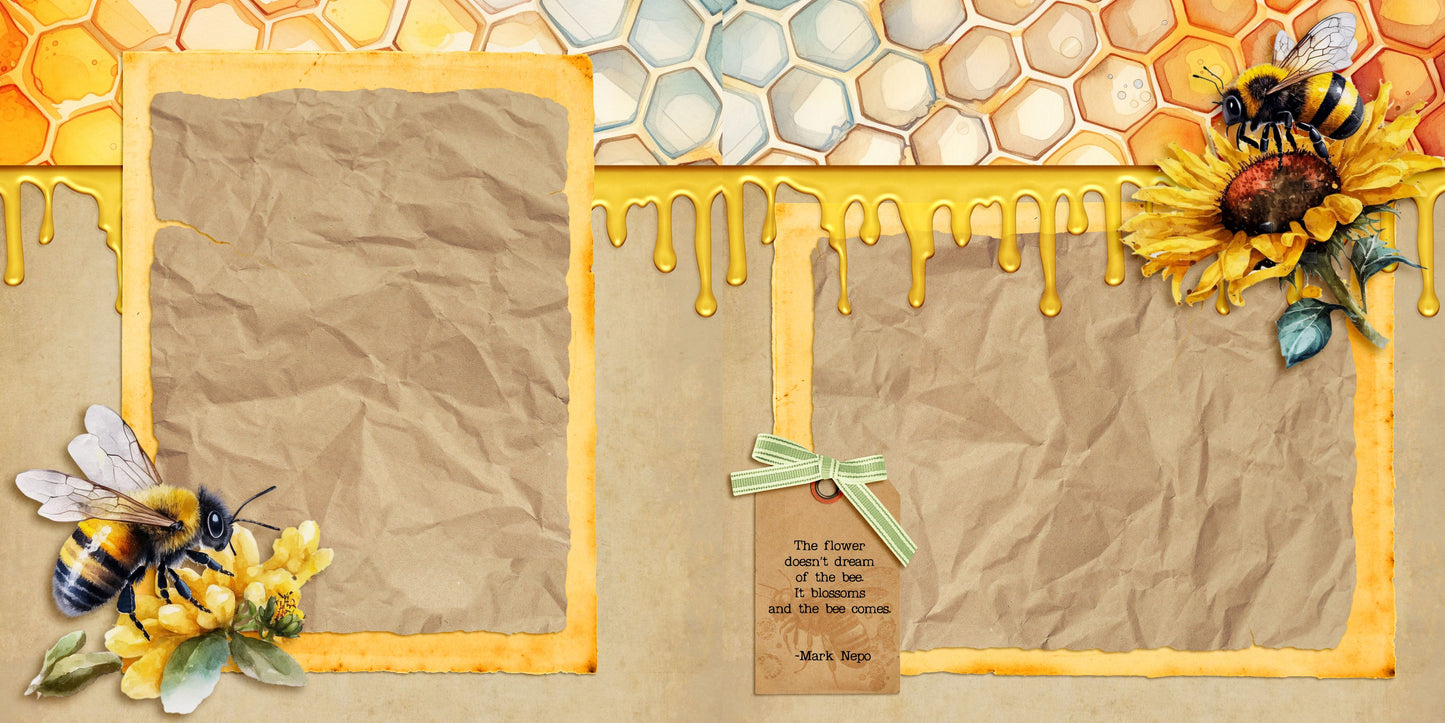 Honey Bee NPM - Set of 5 Double Page Scrapbook Layouts - 25-1035