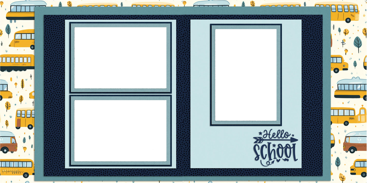 Hello School Blue - EZ Digital Scrapbook Pages - INSTANT DOWNLOAD