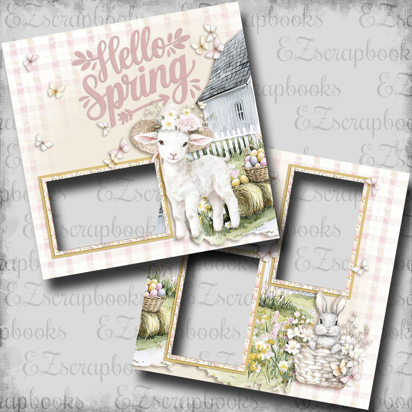 Sweet Easter Lamb - EZ Digital Scrapbook Pages - INSTANT DOWNLOAD