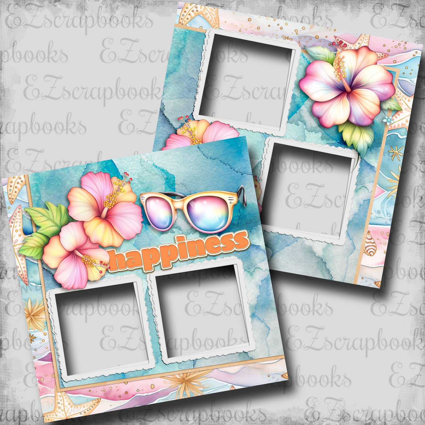 Summer Happiness - EZ Digital Scrapbook Pages - INSTANT DOWNLOAD